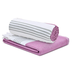 The Better Home 100% Cotton Turkish Bath Towel | Quick Drying Cotton Towel | Light Weight, Soft & Absorbent Turkish Towel (Pack of 2, Purple)