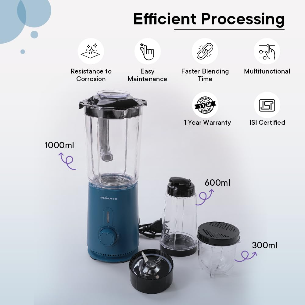 The Better Home Fumato's Kitchen and Appliance Combo|Nutri blender with Glass Tumbler With Sleeve |Food Grade Material| Ultimate Utility Combo for Home| Dark Blue