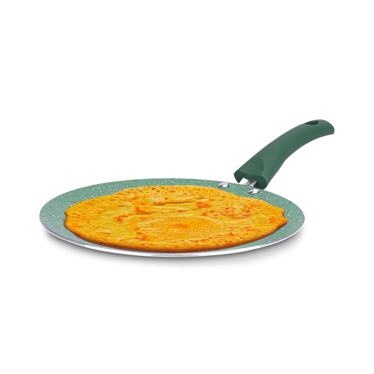 Non Stick Roti Tawa - Scratch Resistant Aluminium with Riveted Handle | 24 cm | Green | Dishwasher Safe