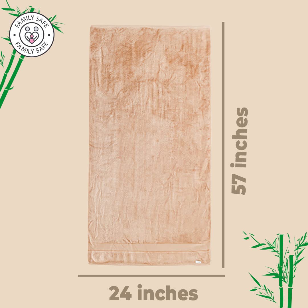 Bamboo Bath Towel for Men & Women | 450GSM Bamboo Towel | Ultra Soft, Hyper Absorbent & Anti Odour Bathing Towel | 27x54 inches (Pack of 1, Beige)