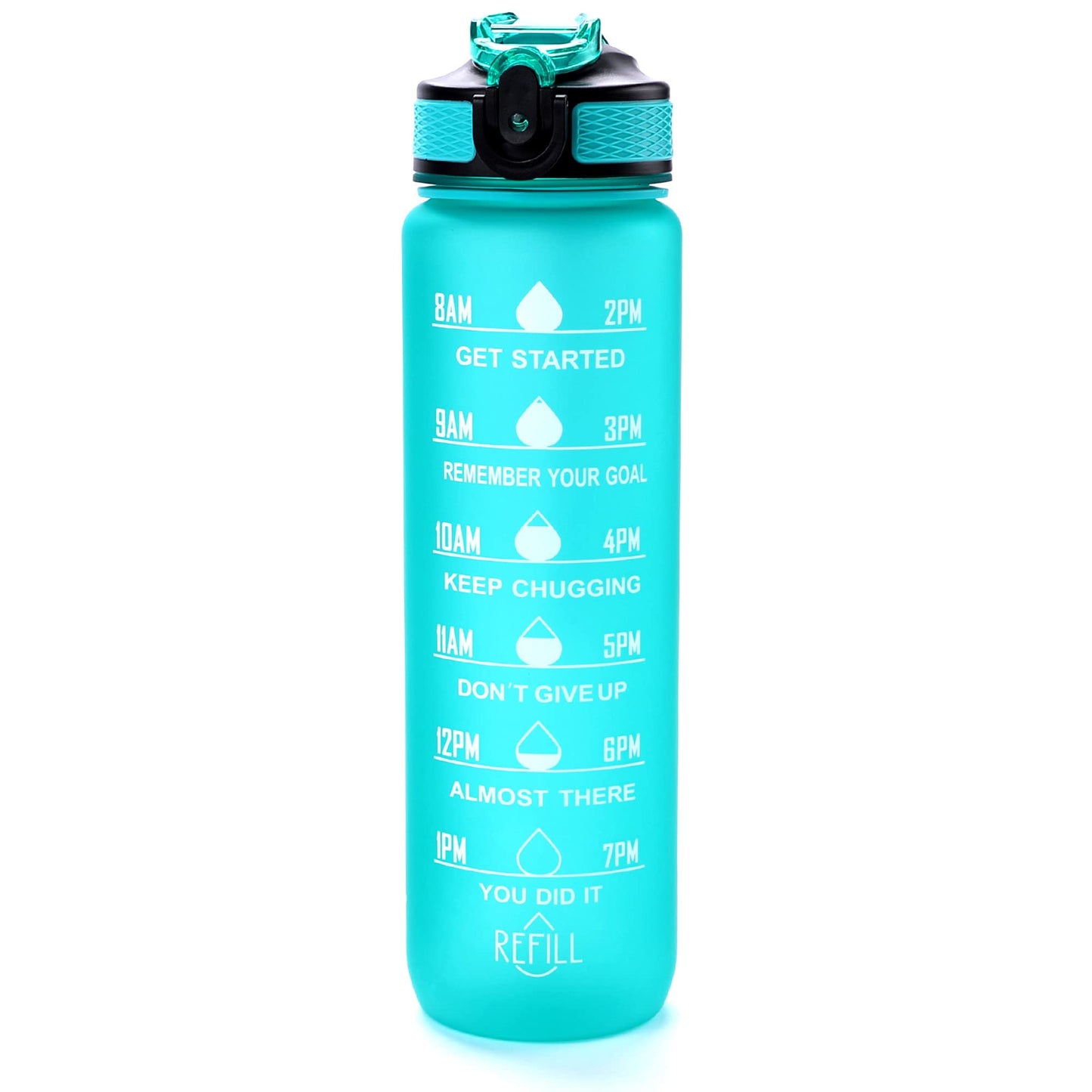 Unbreakable Water Bottle - Motivational Gym Sipper with Straw | 1L Capacity | Light Blue | BPA Free