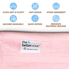 600GSM 100% Bamboo Hand Towel | Anti Odour & Anti Bacterial Bamboo Towel | Ultra Absorbent & Quick Drying Hand & Face Towel for Men & Women (Pack of 2, Pink)