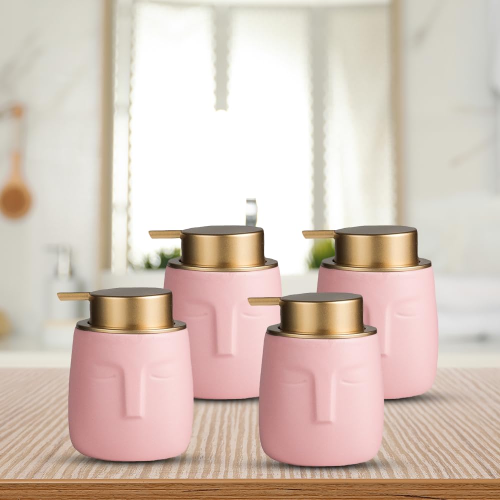 The Better Home Ceramic Soap Dispenser 350ML (4Pcs) Soap Dispenser for Bathroom | Soap Dispenser Set | Soap Dispenser for Kitchen | Hand Soap Dispenser | Soap Dispenser for Wash Basin