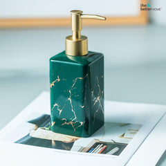 The Better Home 320ml Dispenser Bottle - Green (Set of 4) | Ceramic Liquid Dispenser for Kitchen, Wash-Basin, and Bathroom | Ideal for Shampoo, Hand Wash, Sanitizer, Lotion, and More