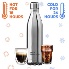 The Better Home Insulated Bottle | Doubled Wall 304 Stainless Steel | Stays Hot for 18 Hrs & Cold for 24 Hrs | Leakproof | Insulated Water Bottles for Office, Camping, Travel (1 L, Silver)