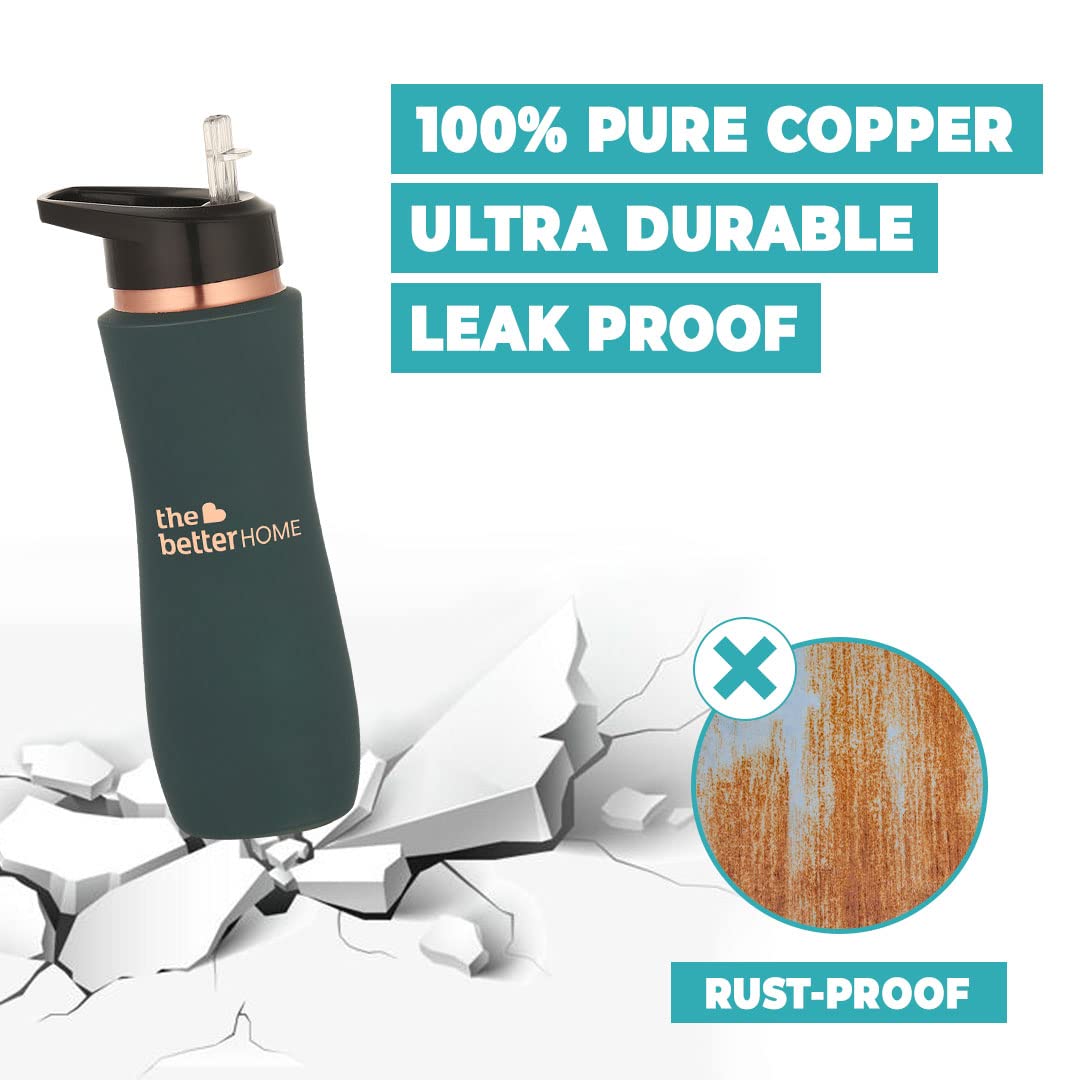 Pack of 10: Copper Water Bottles - 100% Pure Copper, BPA Free | Sipper Included | Size: 950ml | Copper