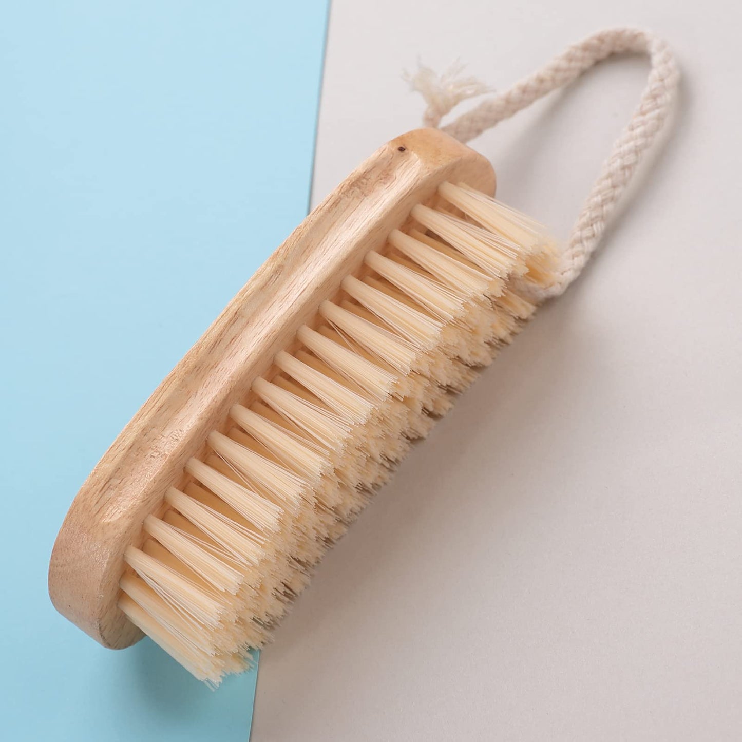 Sneaker Cleaner Wooden Shoe Brush | Loop for Hanging | Soft Washable Bristles | For Leather Shoes | White