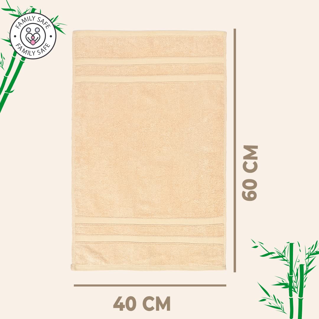 600GSM 100% Bamboo Hand Towel | Anti Odour & Anti Bacterial Bamboo Towel | Ultra Absorbent & Quick Drying Hand & Face Towel for Men & Women (Pack of 1, Beige)