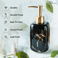The Better Home 300ml Dispenser Bottle - Black (Set of 4) | Ceramic Liquid Dispenser for Kitchen, Wash-Basin, and Bathroom | Ideal for Shampoo, Hand Wash, Sanitizer, Lotion, and More