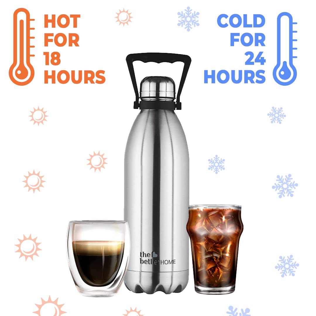 The Better Home Insulated Stainless Steel Water Bottle 1.9 litre | Stays Hot for 18 hrs & Cold for 24 hrs | Double Wall Insulated Flask | Non Toxic, BPA Free, Eco Friendly | Ultra Durable & Rust-Free