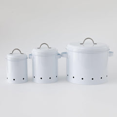 The Better Home Kitchen Containers Set Food Grade Galvanized Iron | Fruit & Vegetable Basket for Kitchen | Kitchen Storage Box Organizer|Set of 3 (11.2X14.5cm, 14X17.5cm & 22.5X19.3cm)|White