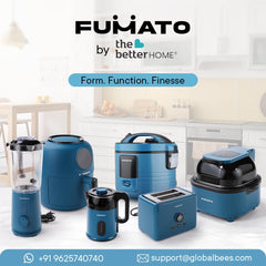 The Better Home Fumato Kitchen Essential Pair|Easy Peek AirFryer & Electric Kettle | Air Fry, Steam and Make| Perfect Gifting Kit | Colour Coordinated Sets | 1 year Warranty (Midnight Blue)