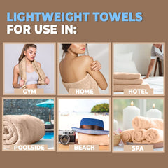 Bamboo Bath Towel for Men & Women | 450GSM Bamboo Towel | Ultra Soft, Hyper Absorbent & Anti Odour Bathing Towel | 27x54 inches (Pack of 2, Beige + Red)