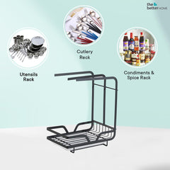 The Better Home Rotatable Lid Rag Holder | Stackable Kitchen Basket For Storage | Carbon Steel Collapsible Foldable Basket For Fruits And Vegetables | Rust-Resistant | Unbreakable (Design 2-1Pcs)