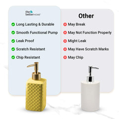 The Better Home 350ml Soap Dispenser Bottle - Yellow (Set of 3) |Ceramic Liquid Pump Dispenser for Kitchen, Wash-Basin, and Bathroom