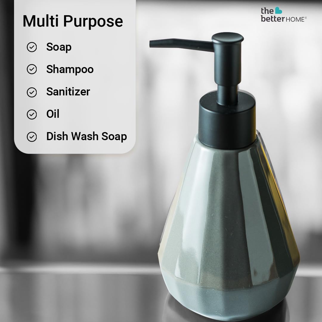 The Better Home 250ml Dispenser Bottle - Grey (Set of2) | Ceramic Liquid Dispenser for Kitchen, Wash-Basin, and Bathroom | Ideal for Shampoo, Hand Wash, Sanitizer, Lotion, and More