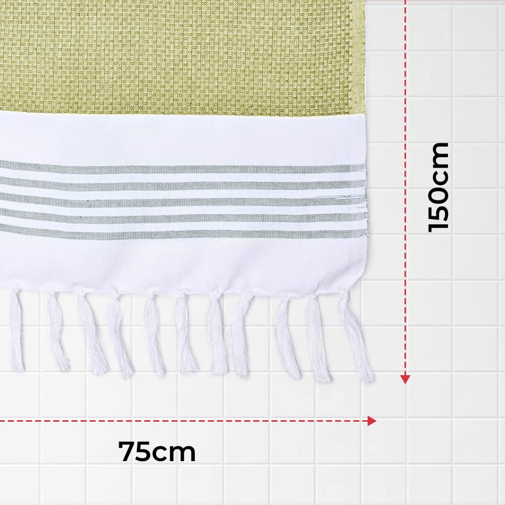 Combo: Cotton Bath Towels with Anti-Odour, Quick Dry | Hair Drying Towel for Women | 150cm x 75cm | Green