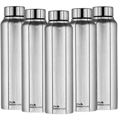 1000 Stainless Steel Water Bottle 1 Litre Silver (Pack of 5) | Eco-Friendly, Non-Toxic & BPA Free Water Bottles 1+ Litre (Pack of 5) | Rust-Proof, Lightweight, Leak-Proof & Durable…