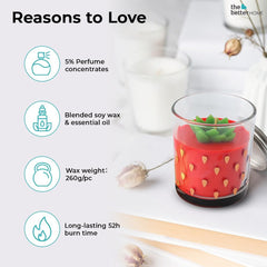 The Better Home 52 Hrs Scented Candles for Home Bedroom Decor Candles (2Pcs) | Gift Set | Aroma Candles for Home | Wedding Gifts for Marriage Couple | Valentine Gift for Girlfriend (Strawberry)
