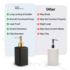 The Better Home 350ml Soap Dispenser Bottle - Black (Set of 3) |Ceramic Liquid Pump Dispenser for Kitchen, Wash-Basin, and Bathroom