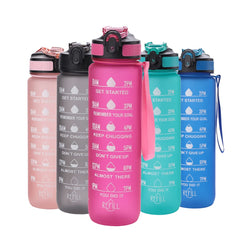 Sipper Water Bottle For Adults 1 Litre | Motivational Gym Water Bottle 1+ Litre with Measurements | Sports Water Bottle | Unbreakable Sipper Bottle (Magenta)