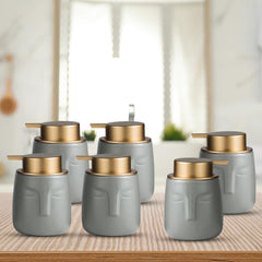 The Better Home 350ml Soap Dispenser Bottle - Grey (Set of 6) |Ceramic Liquid Pump Dispenser for Kitchen, Wash-Basin, and Bathroom