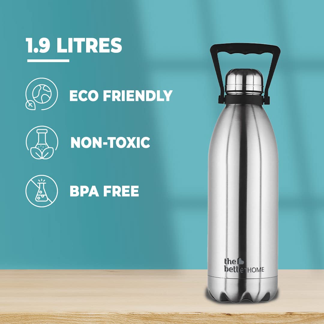 The Better Home Insulated Stainless Steel Water Bottle 1.9 litre | Stays Hot for 18 hrs & Cold for 24 hrs | Double Wall Insulated Flask | Non Toxic, BPA Free, Eco Friendly | Ultra Durable & Rust-Free