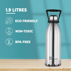 Insualted Stainless Steel Insulated Water Bottles (Combo Set of 3 - 2 Litre, 1 Litre, 500 ML) | BPA Free Stainless Steel Double Wall Insualted Water Bottle for Adults ,Kids | Hot and Cold Water Flask | Silver
