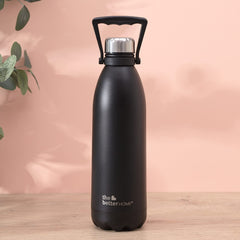 Insualted Water Bottle 2 Litre | BPA Free Stainless Steel Double Wall Insualted Bottle | Hot and Cold Water Bottle | Thermos Flask for Adults & Kids (Pack of 1, Black)