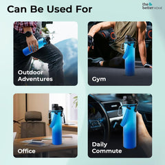The Better Home Pack of 3 Stainless Steel Insulated Water Bottles | 960 ml Each | Thermos Flask Attachable to Bags & Gears | 6/12 hrs hot & Cold | Water Bottle for School Office Travel | Blue-Aqua