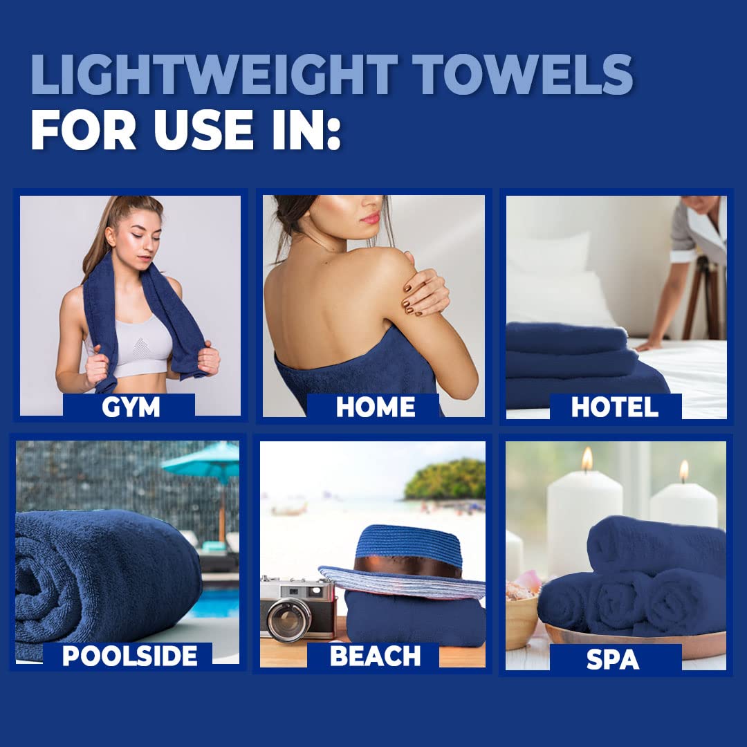 Pack of 2: Bamboo Bath Towels - Ultra Soft, Hyper Absorbent, Anti Odour | 27x54 inches | Royal Blue