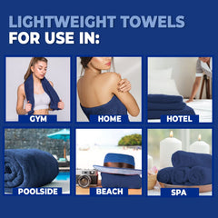 Bamboo Bath Towel for Men & Women | 450GSM Bamboo Towel | Ultra Soft, Hyper Absorbent & Anti Odour Bathing Towel | 27x54 inches (Pack of 2, Beige + Royal Blue)