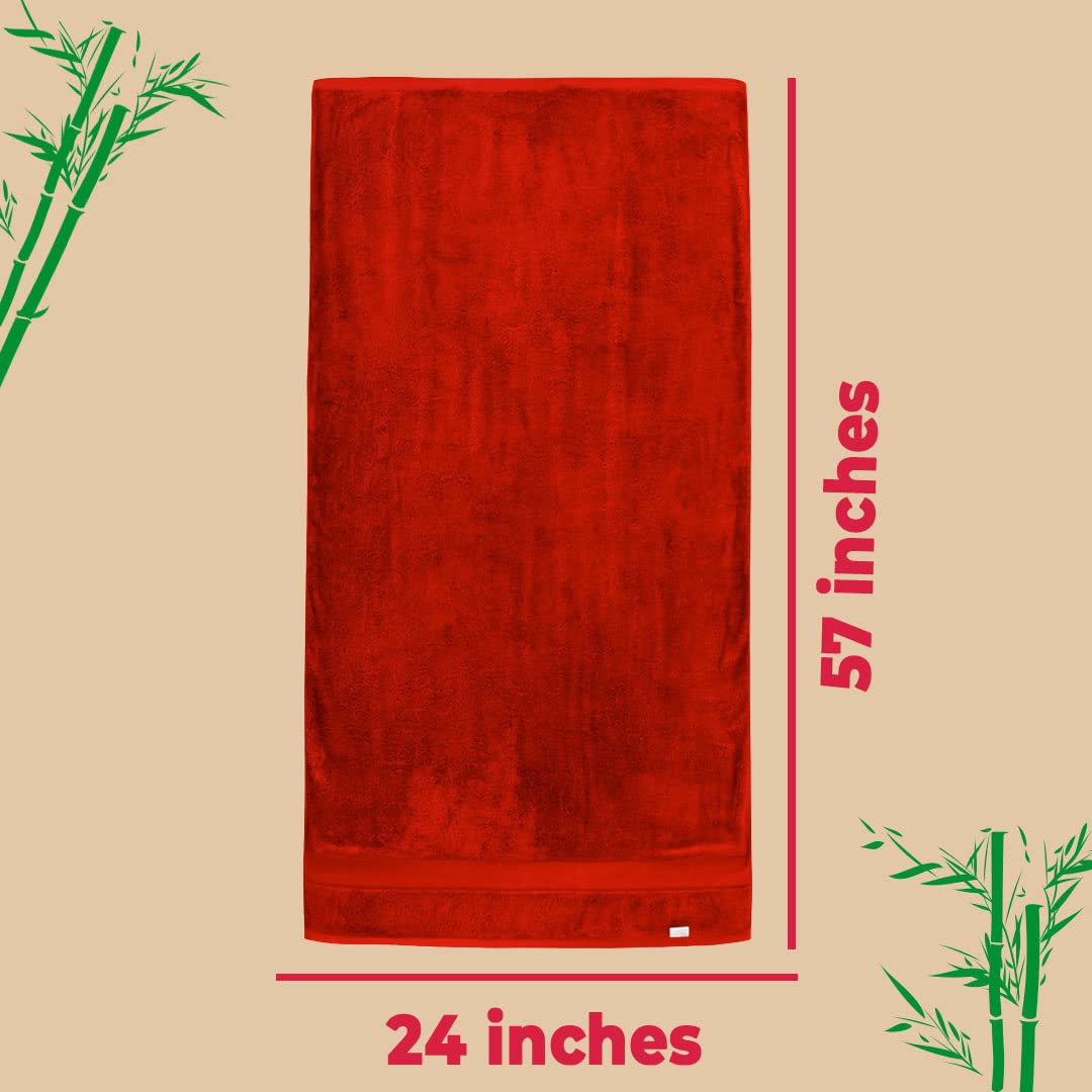 The Better Home Bamboo Bath Towel for Men & Women | 450GSM Bamboo Towel | Ultra Soft, Hyper Absorbent & Anti Odour Bathing Towel | 27x54 inches (Pack of 1, Red)