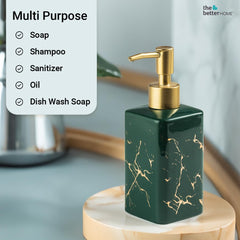 The Better Home 320ml Dispenser Bottle - Green (Set of 2) | Ceramic Liquid Dispenser for Kitchen, Wash-Basin, and Bathroom | Ideal for Shampoo, Hand Wash, Sanitizer, Lotion, and More