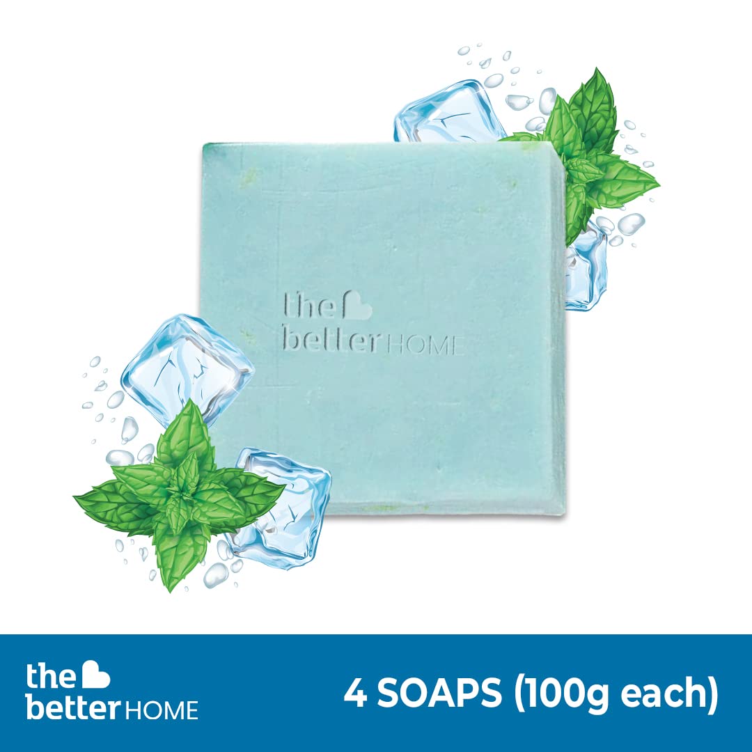 The Better Home Mint Soap (Pack of 4) | Organic Natural Hand Made Bathing Soap Bar | (Mint)