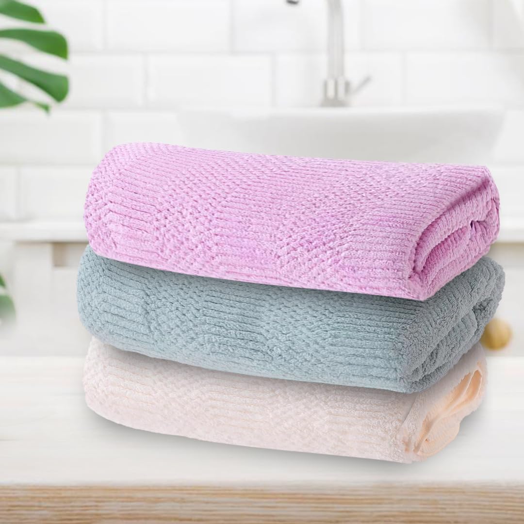 Microfiber Bath Towel for Bath | Soft, Lightweight, Absorbent and Quick Drying Bath Towel for Men & Women | 140cm X 70cm (Pack of 4, Pink+Beige) (Pack of 3, Pink+Beige+Green)