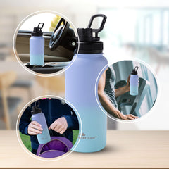 The Better Home Insulated Water Bottle 1 Litre | Double Wall Hot and Cold Water for Home, Gym, Office | Easy to Carry & Store | Insulated Stainless Steel Bottle (Pack of 1, Blue - Purple)