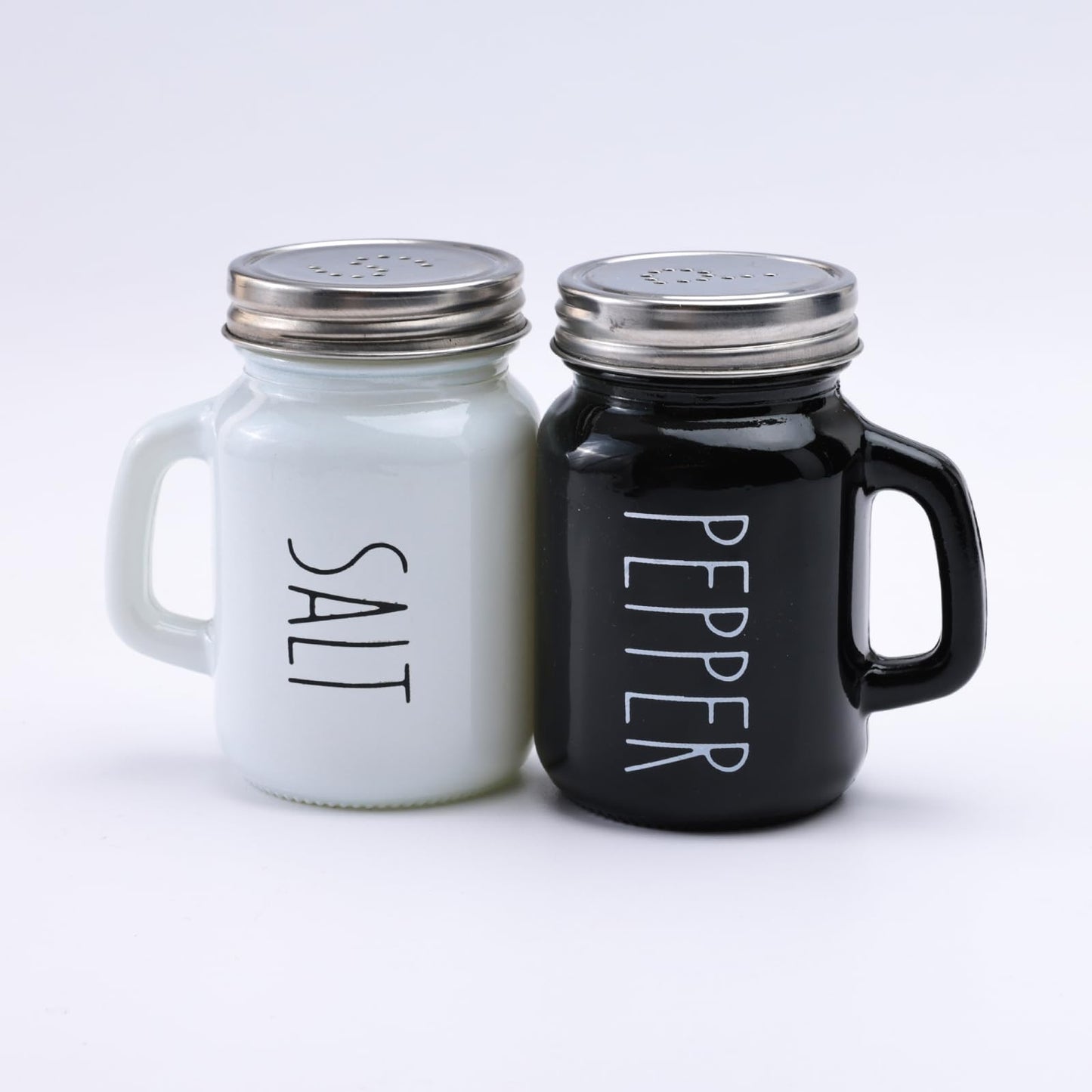 Glass Salt and Pepper Shaker Set - Stylish White & Black | Includes 2 Shakers | Hand Wash Only