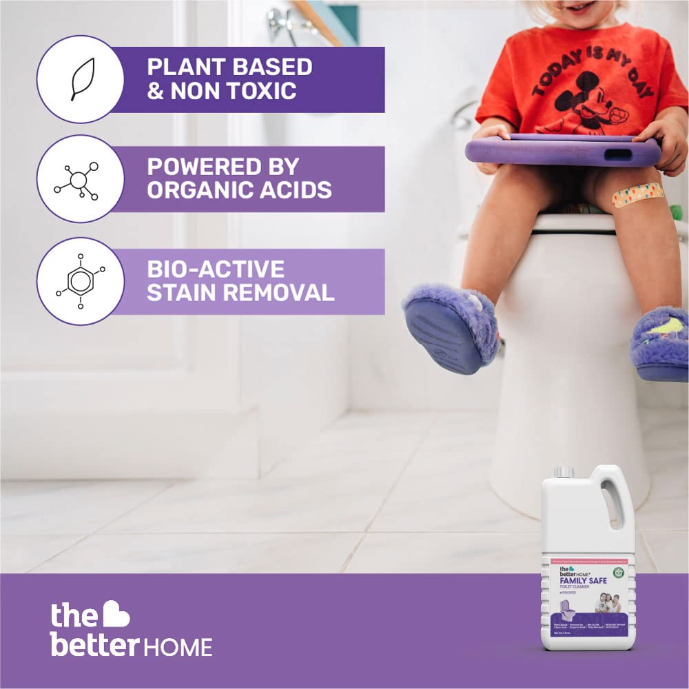 The Better Home Family Safe Toilet Cleaner 900ml | Non Toxic & Biodegradable Toilet Cleaner Liquid | Zero Toxic Fumes & Bio Active Stain Removal | Neutralises Bad Odour | Lavender Scented