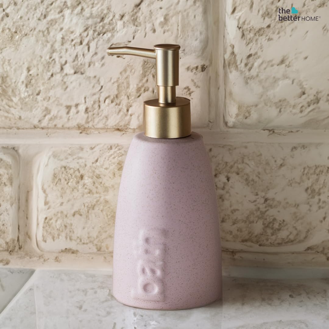 The Better Home 320ml Dispenser Bottle - Pink (Set of 2) | Ceramic Liquid Dispenser for Kitchen, Wash-Basin, and Bathroom | Ideal for Shampoo, Hand Wash, Sanitizer, Lotion, and More