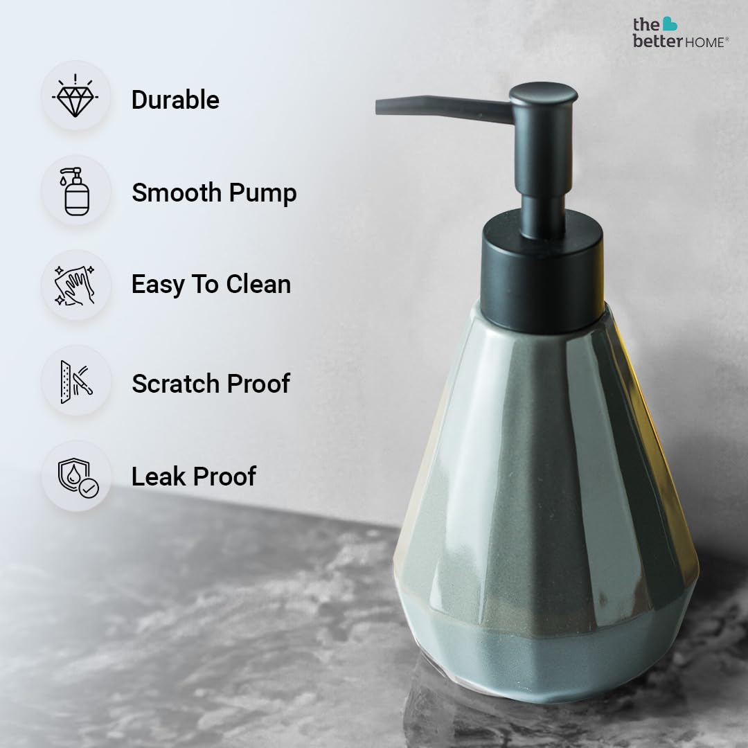 The Better Home 250ml Dispenser Bottle - Grey (Set of2) | Ceramic Liquid Dispenser for Kitchen, Wash-Basin, and Bathroom | Ideal for Shampoo, Hand Wash, Sanitizer, Lotion, and More