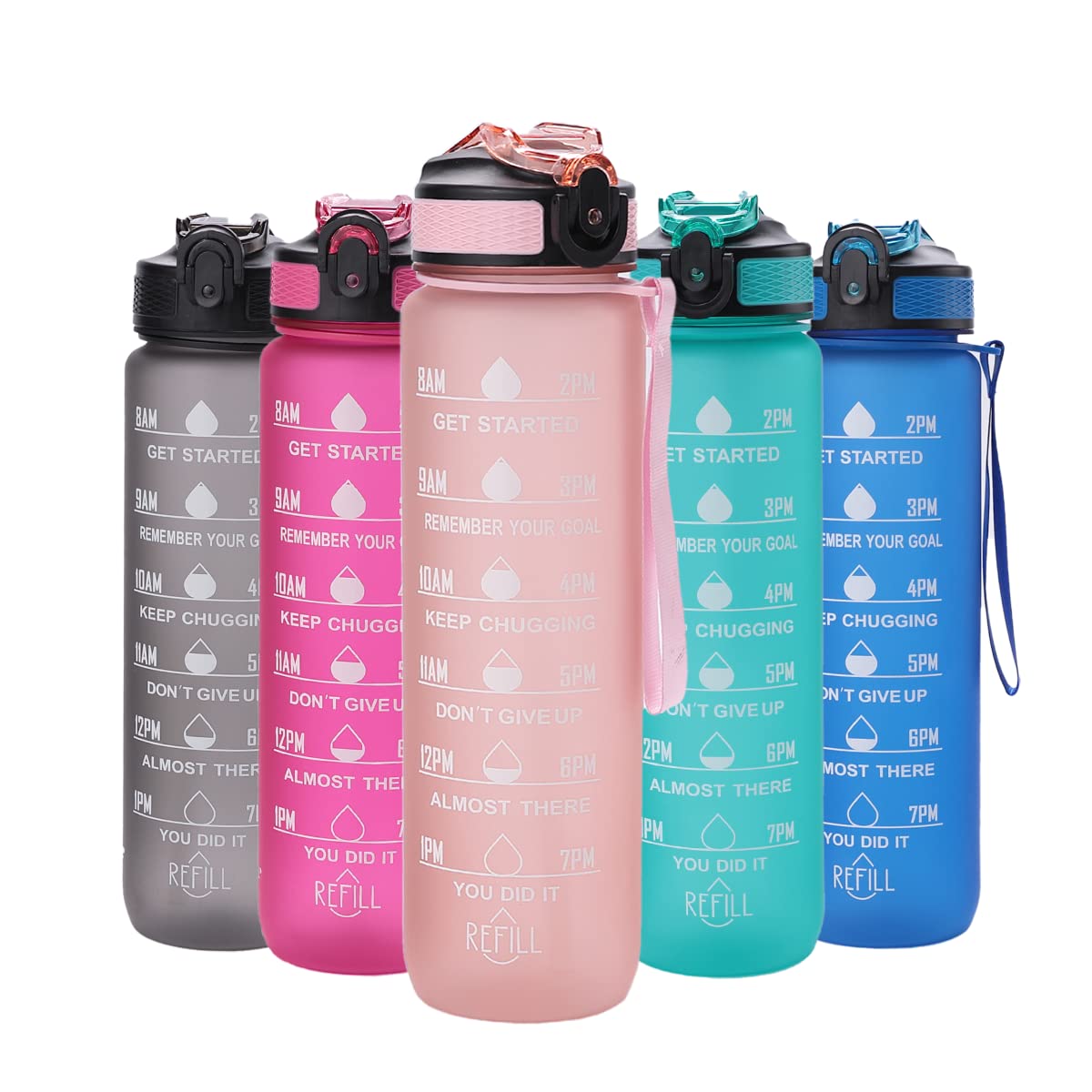 The Better Home Sipper Water Bottle For Adults 1 Litre | Motivational Gym Water Bottle 1+ Litre with Measurements | Sports Water Bottle | Unbreakable Sipper Bottle (Pink, Plastic)