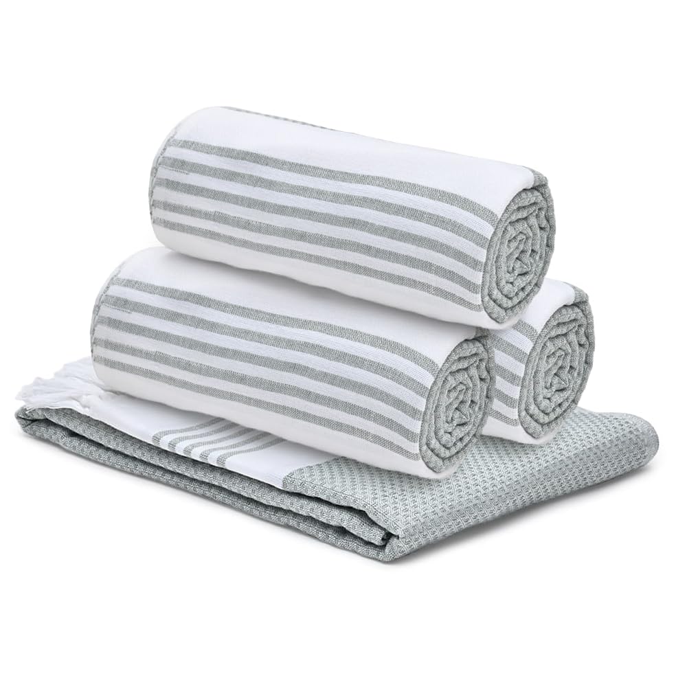 Combo: Cotton Bath Towels with Anti-Odour, High Absorbency, Quick Dry | 4 Pcs | 150cm x 75cm | Grey