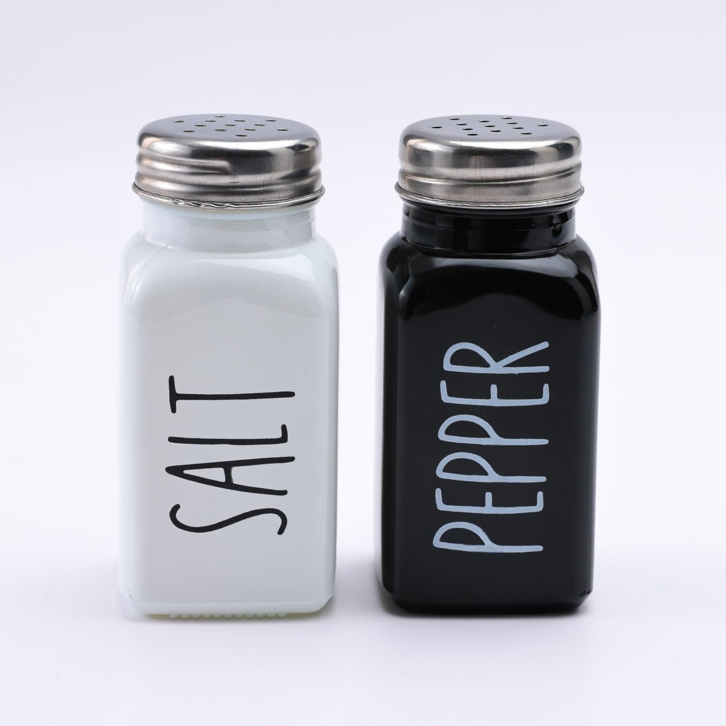 The Better Home Glass Salt and Pepper Shaker Set | Pack of 2 Shaker | White and Black | Glass | Salt and Pepper Dispenser Sprinkler Bottle