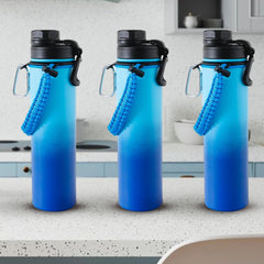 The Better Home Pack of 3 Stainless Steel Insulated Water Bottles | 720 ml Each | Thermos Flask Attachable to Bags & Gears | 6/12 hrs hot & Cold | Water Bottle for School Office Travel | Blue-Aqua