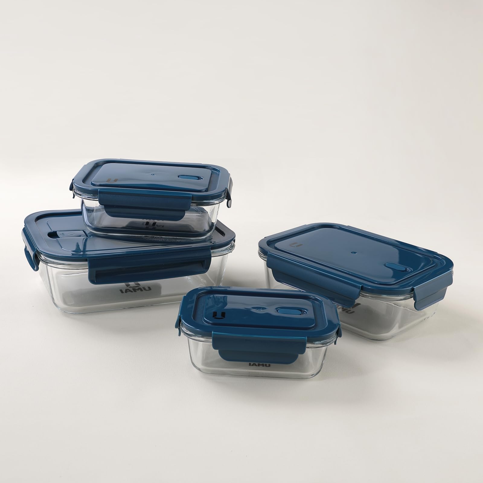 The Better Home Borosilicate Glass Containers with Lid - Glass Lunch Box with Air Vent Lid, Kitchen Containers Set - Microwave & Freezer Safe, Leak Proof, Stackable Design, Set of 4 (Rectangular)
