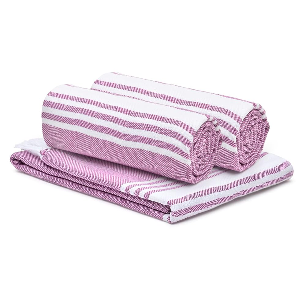 Pack of 3: 100% Cotton Turkish Bath Towels - Quick Dry, Soft & Absorbent | Lightweight | Color: Purple