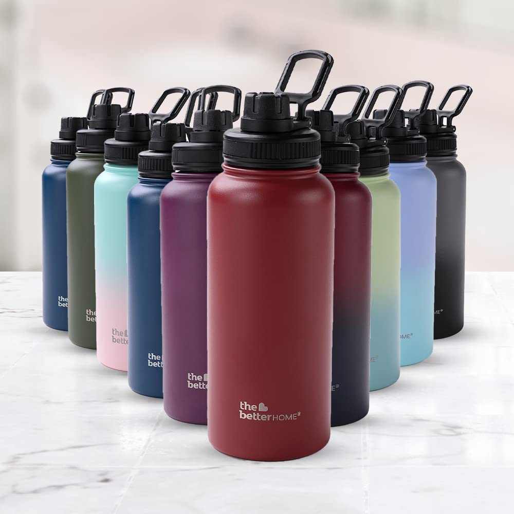 Insulated Water Bottle 1 Litre | Double Wall Hot and Cold Water for Home, Gym, Office | Easy to Carry & Store | Insulated Stainless Steel Bottle (Pack of 1, Maroon)