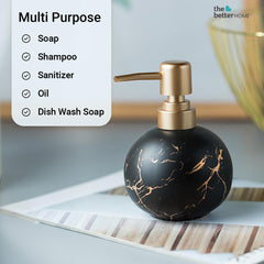 The Better Home 300ml Dispenser Bottle - Black (Set of 2) | Ceramic Liquid Dispenser for Kitchen, Wash-Basin, and Bathroom | Ideal for Shampoo, Hand Wash, Sanitizer, Lotion, and More