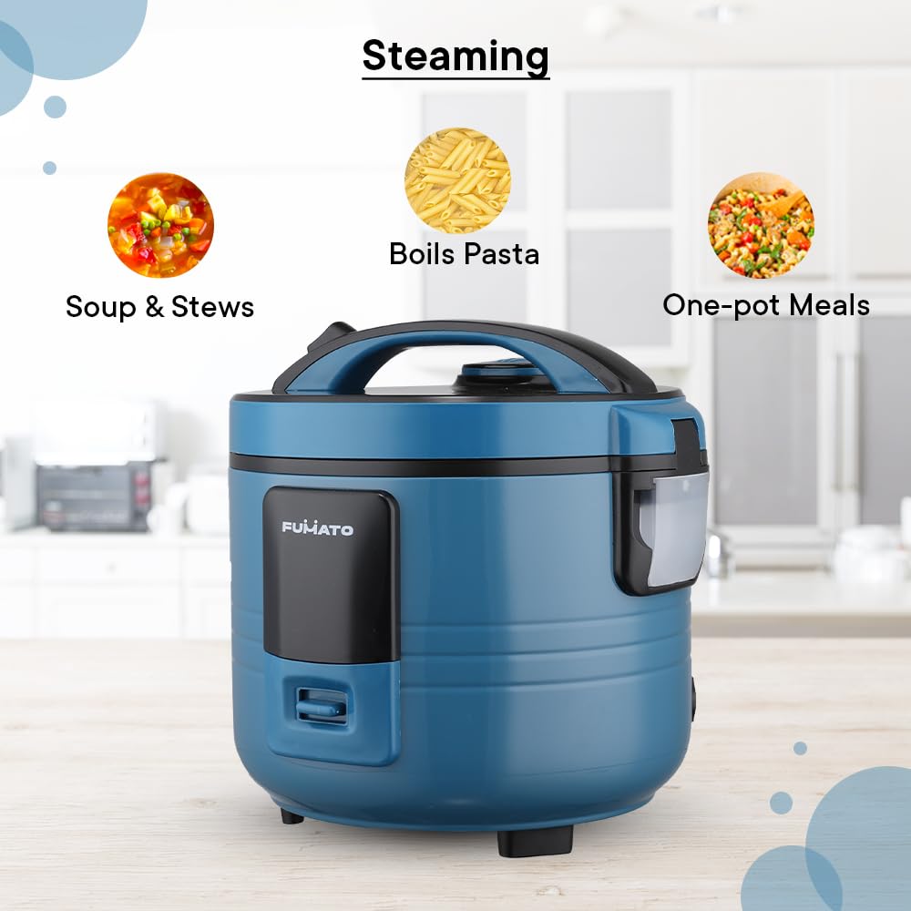 Electric Rice Cooker with Auto Warm Function & Aluminium Trivet | Includes Measuring Cup | 1.5L | Midnight Blue